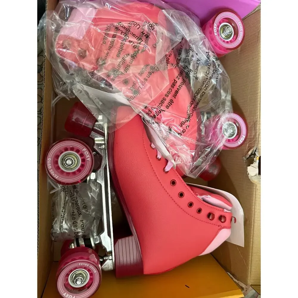 Foxy Skates Women’s Fire Red (hot pink) Rollerskates Size 9 NWT
